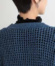 ZMFAB72130 al'aise modulation(アレーズモジュレーション) 【洗える】異素材切り替えメッシュニットプルオーバー ライトブルー