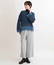 ZMFAB72130 al'aise modulation(アレーズモジュレーション) 【洗える】異素材切り替えメッシュニットプルオーバー ライトブルー