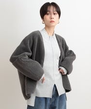 ZMFAB80089 al'aise modulation(アレーズモジュレーション) 異素材ポケットニットプルオーバー ライトグレー