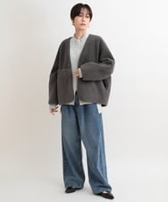 ZMFAB80089 al'aise modulation(アレーズモジュレーション) 異素材ポケットニットプルオーバー ライトグレー