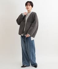 ZMFAB80089 al'aise modulation(アレーズモジュレーション) 異素材ポケットニットプルオーバー ライトグレー