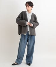 ZMFAB80089 al'aise modulation(アレーズモジュレーション) 異素材ポケットニットプルオーバー ライトグレー