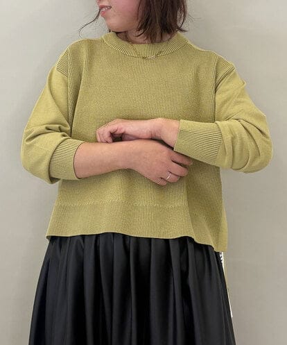 ZMFAE20139 al'aise modulation 【洗える】テールロングワッフル切り替えニットプルオーバー