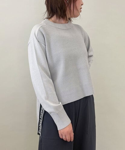 ZMFAE20139 al'aise modulation 【洗える】テールロングワッフル切り替えニットプルオーバー