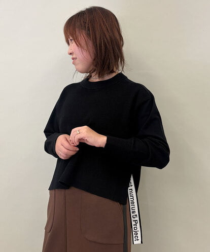 ZMFAE20139 al'aise modulation 【洗える】テールロングワッフル切り替えニットプルオーバー