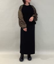 ZMFAE22159 al'aise modulation(アレーズモジュレーション) 【洗える】異素材ジョイントギャザースリーブプルオーバー ブラック