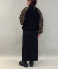 ZMFAE22159 al'aise modulation(アレーズモジュレーション) 【洗える】異素材ジョイントギャザースリーブプルオーバー ブラック