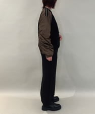 ZMFAE22159 al'aise modulation(アレーズモジュレーション) 【洗える】異素材ジョイントギャザースリーブプルオーバー ブラック