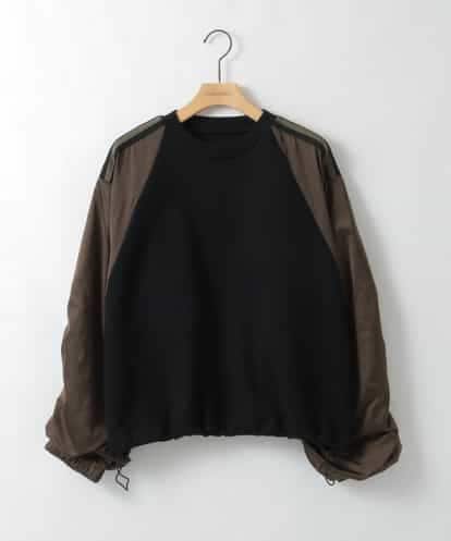 ZMFAE22159 al'aise modulation 【洗える】異素材ジョイントギャザースリーブプルオーバー