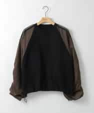 ZMFAE22159 al'aise modulation(アレーズモジュレーション) 【洗える】異素材ジョイントギャザースリーブプルオーバー ブラック