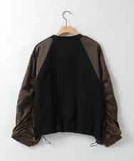 ZMFAE22159 al'aise modulation(アレーズモジュレーション) 【洗える】異素材ジョイントギャザースリーブプルオーバー ブラック