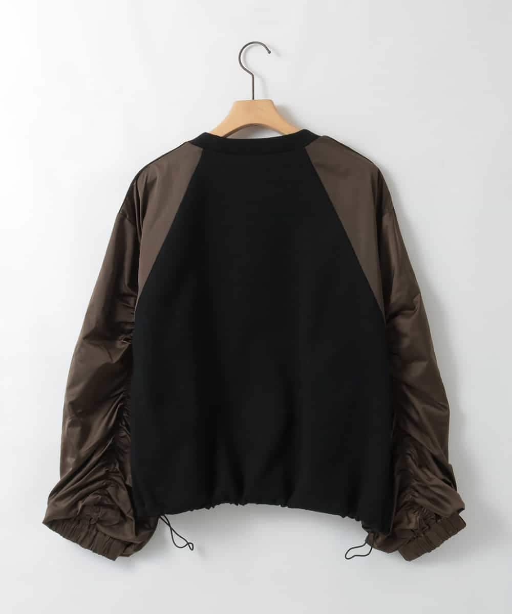 ZMFAE22159 al'aise modulation(アレーズモジュレーション) 【洗える】異素材ジョイントギャザースリーブプルオーバー ブラック