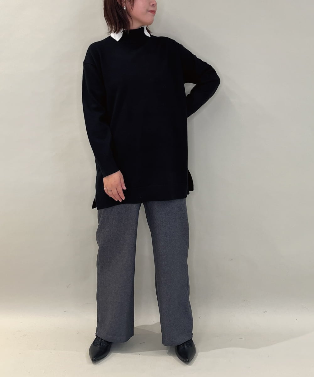ZMFAE24149 al'aise modulation(アレーズモジュレーション) 【洗える】ダブルハイネックデザインニットプルオーバー ブラック