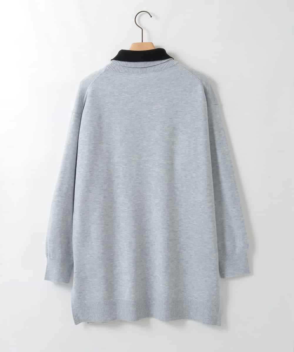 ZMFAE24149 al'aise modulation(アレーズモジュレーション) 【洗える】ダブルハイネックデザインニットプルオーバー ライトグレー