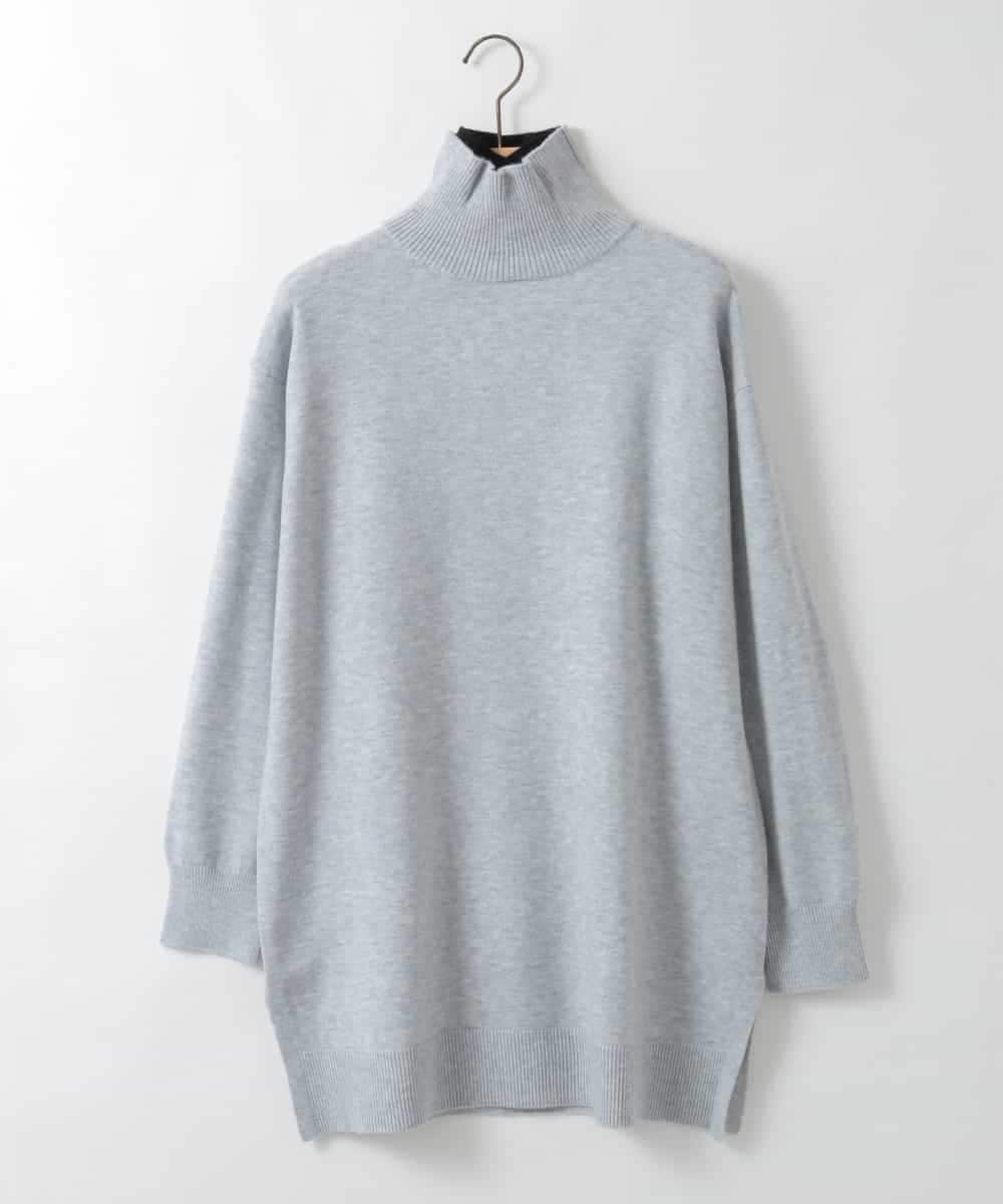 ZMFAE24149 al'aise modulation(アレーズモジュレーション) 【洗える】ダブルハイネックデザインニットプルオーバー ライトグレー