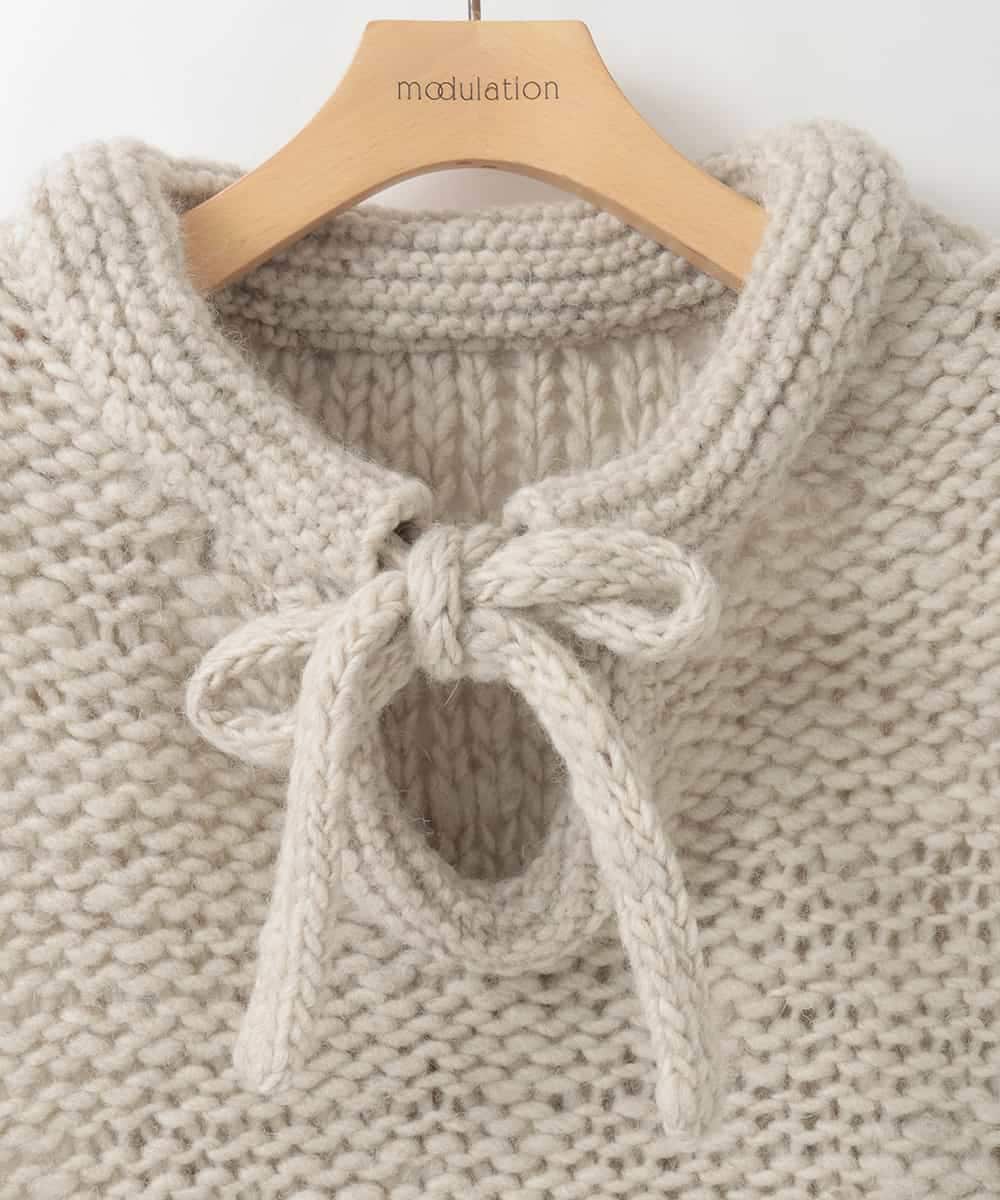 ZMFAE25169 al'aise modulation(アレーズモジュレーション) 【山形ニット】ローゲージウールニットベスト ブラウン