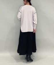 ZMFAE26149 al'aise modulation(アレーズモジュレーション) 【洗える】ラインアクセントラウンドヘムトップ ベージュ