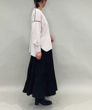 ZMFAE26149 al'aise modulation(アレーズモジュレーション) 【洗える】ラインアクセントラウンドヘムトップ ベージュ