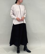 ZMFAE26149 al'aise modulation(アレーズモジュレーション) 【洗える】ラインアクセントラウンドヘムトップ ベージュ