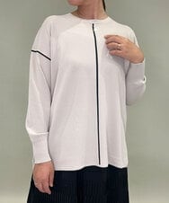 ZMFAE26149 al'aise modulation(アレーズモジュレーション) 【洗える】ラインアクセントラウンドヘムトップ ベージュ