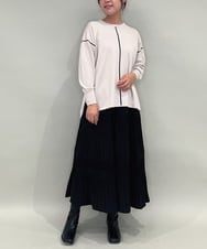 ZMFAE26149 al'aise modulation(アレーズモジュレーション) 【洗える】ラインアクセントラウンドヘムトップ ベージュ