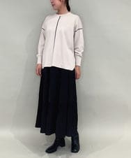 ZMFAE26149 al'aise modulation(アレーズモジュレーション) 【洗える】ラインアクセントラウンドヘムトップ ベージュ