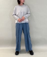 ZMFAE28129 al'aise modulation(アレーズモジュレーション) 配色ラインドロストデザインニット ライトグレー