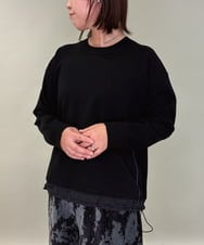 ZMFAE28129 al'aise modulation(アレーズモジュレーション) 配色ラインドロストデザインニット ブラック