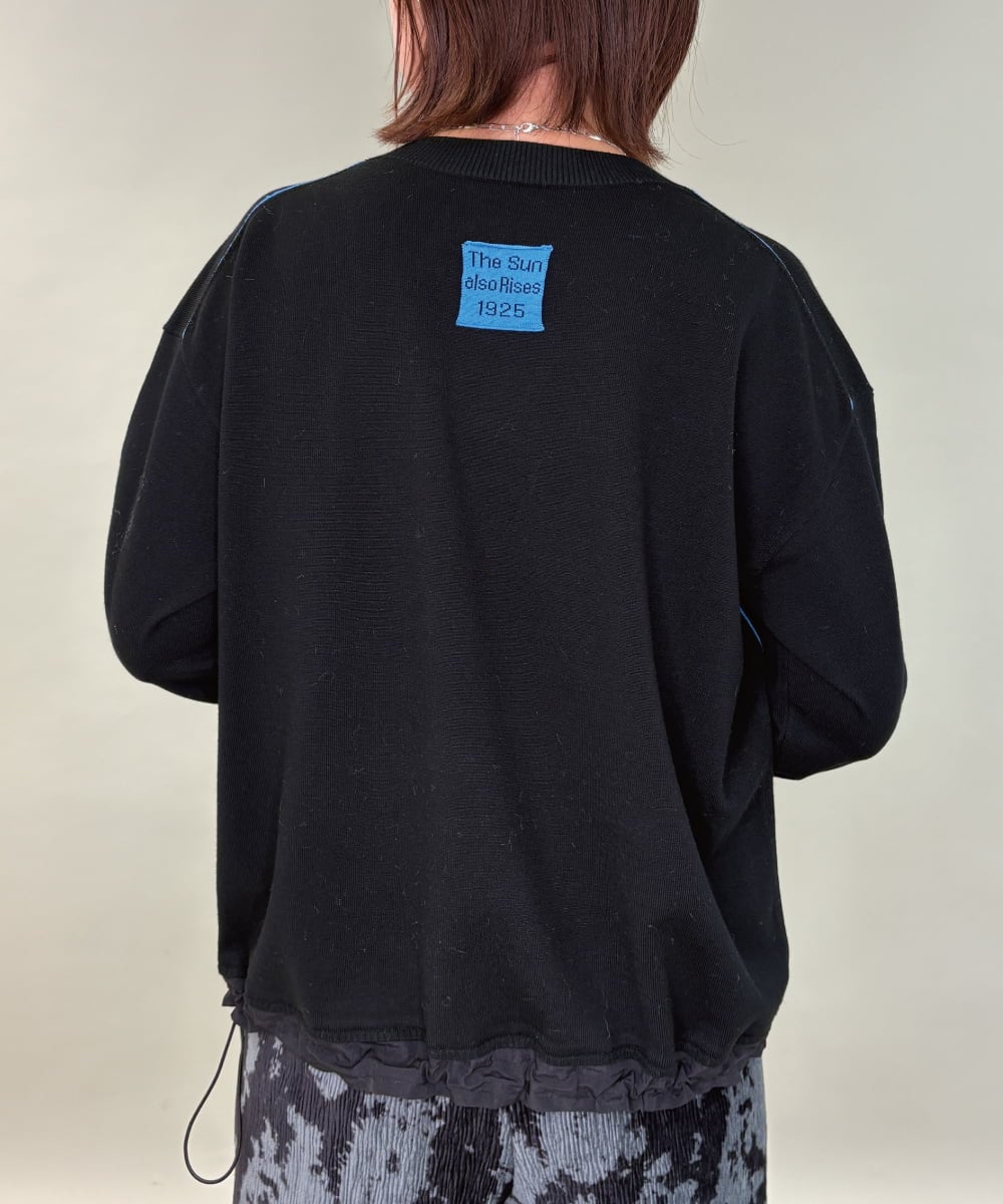 ZMFAE28129 al'aise modulation(アレーズモジュレーション) 配色ラインドロストデザインニット ブラック