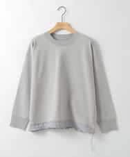 ZMFAE28129 al'aise modulation(アレーズモジュレーション) 配色ラインドロストデザインニット ライトグレー