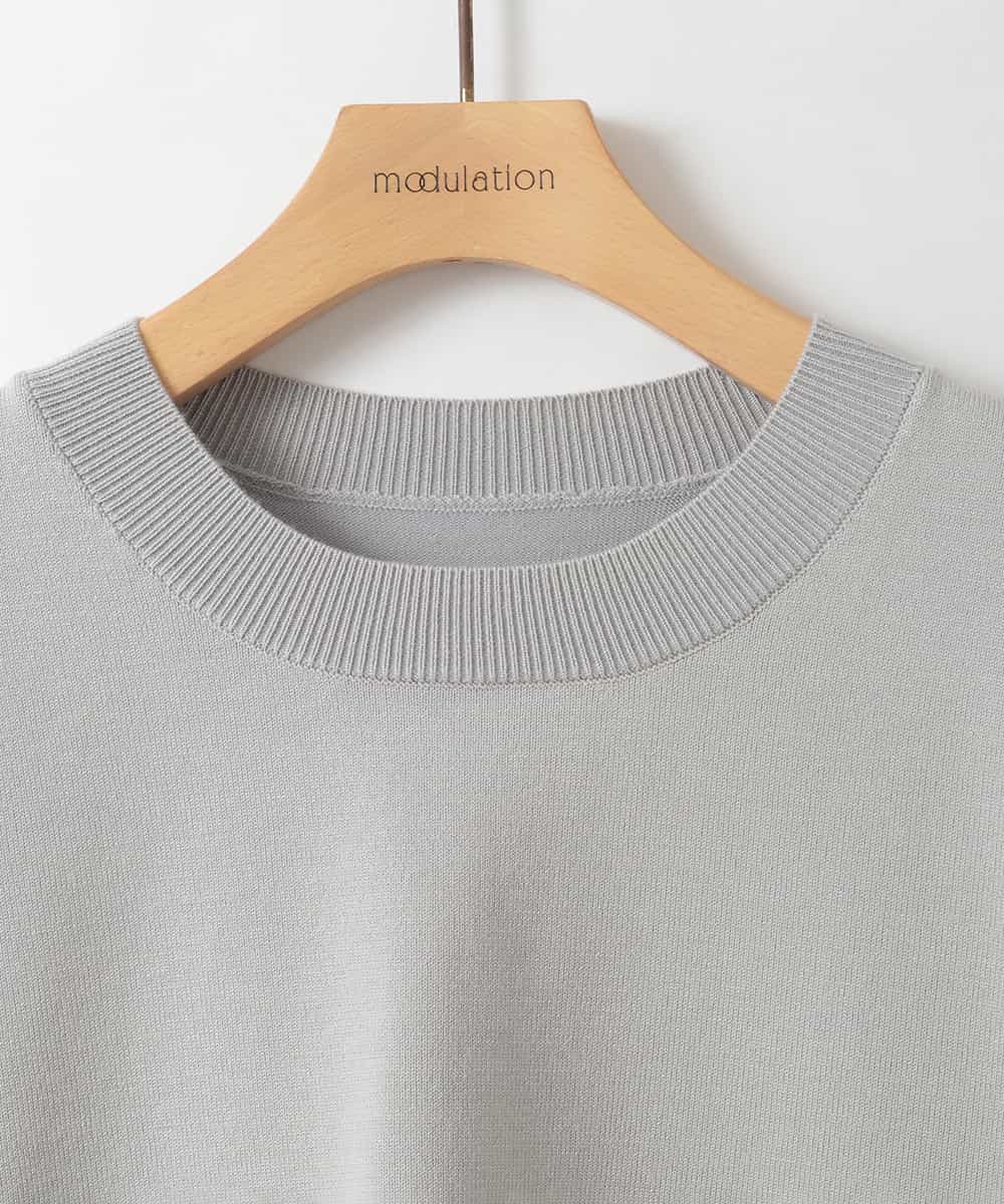 ZMFAE28129 al'aise modulation(アレーズモジュレーション) 配色ラインドロストデザインニット ライトグレー