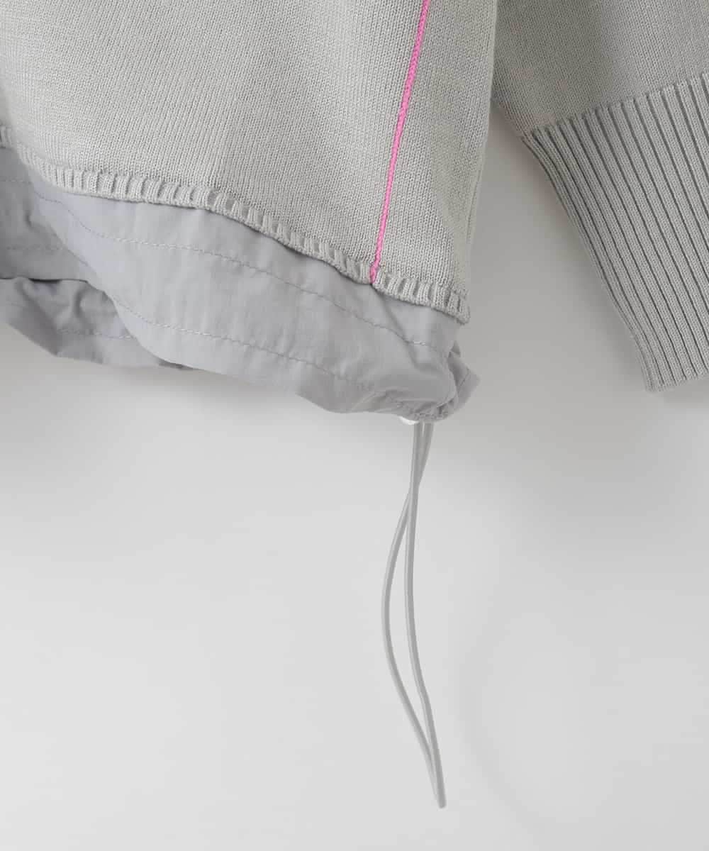 ZMFAE28129 al'aise modulation(アレーズモジュレーション) 配色ラインドロストデザインニット ライトグレー