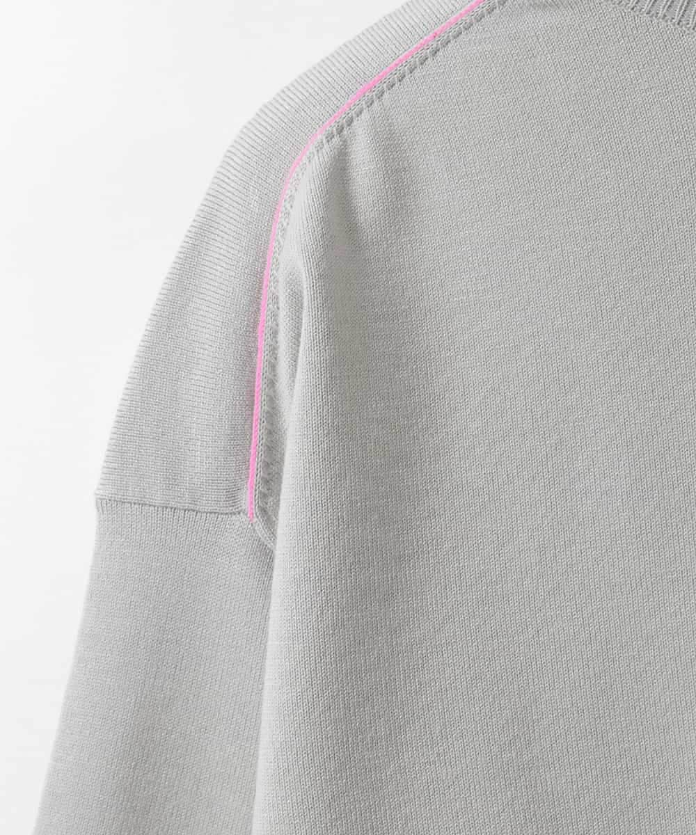 ZMFAE28129 al'aise modulation(アレーズモジュレーション) 配色ラインドロストデザインニット ライトグレー