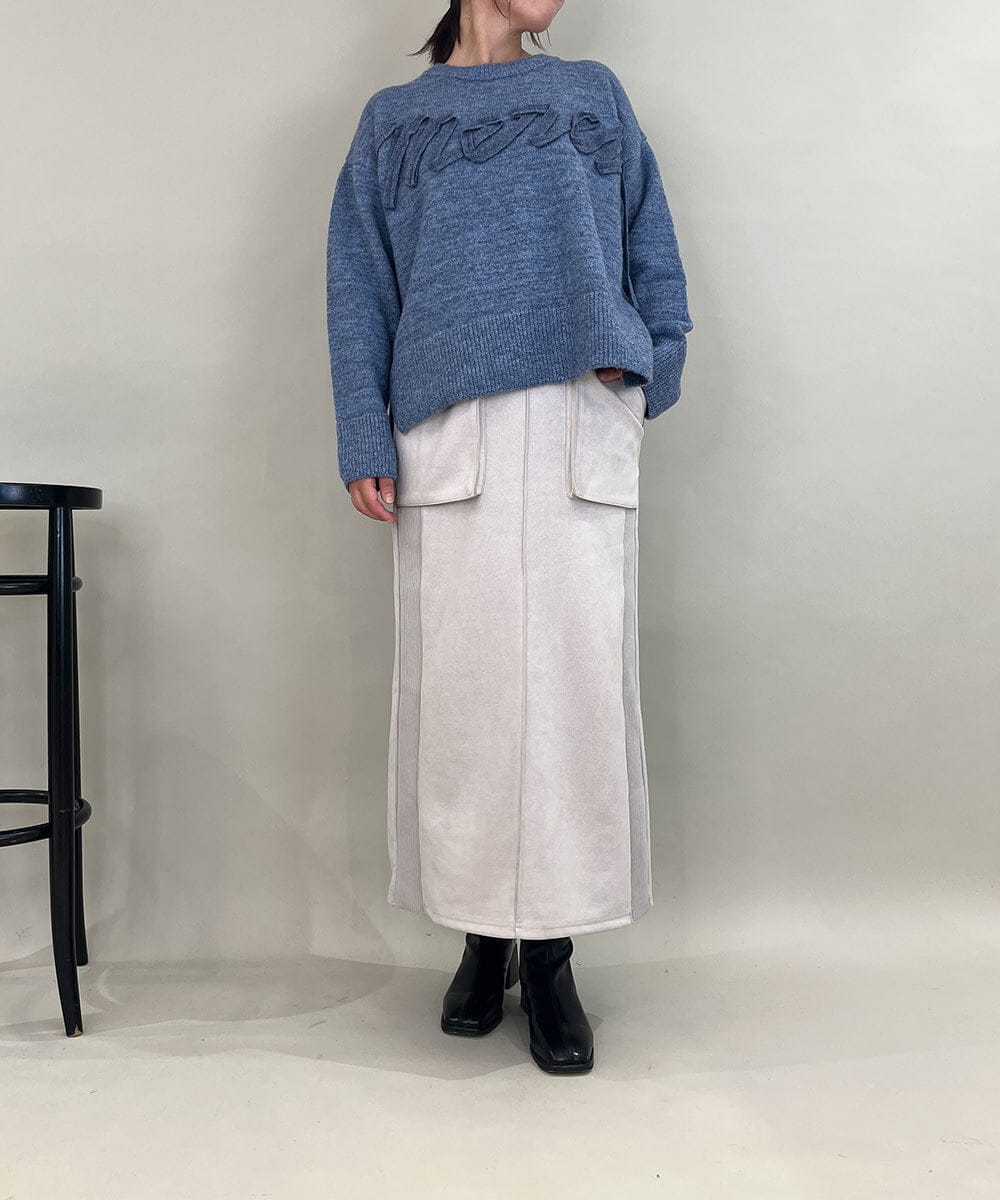 ZMFAE29139 al'aise modulation(アレーズモジュレーション) 【洗える】3Dエンブロイダリーロゴニット ブルー