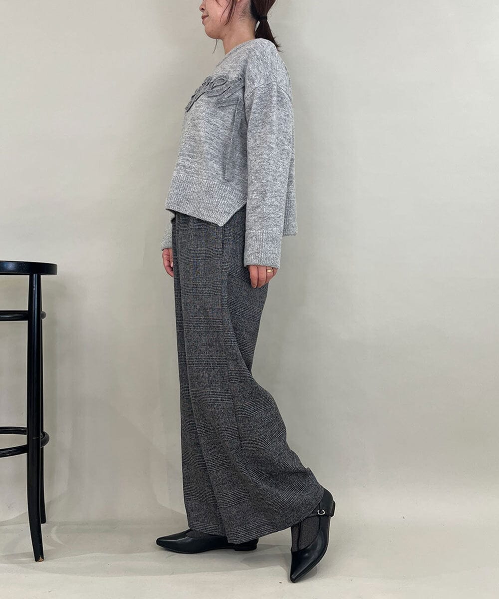 ZMFAE29139 al'aise modulation(アレーズモジュレーション) 【洗える】3Dエンブロイダリーロゴニット ライトグレー