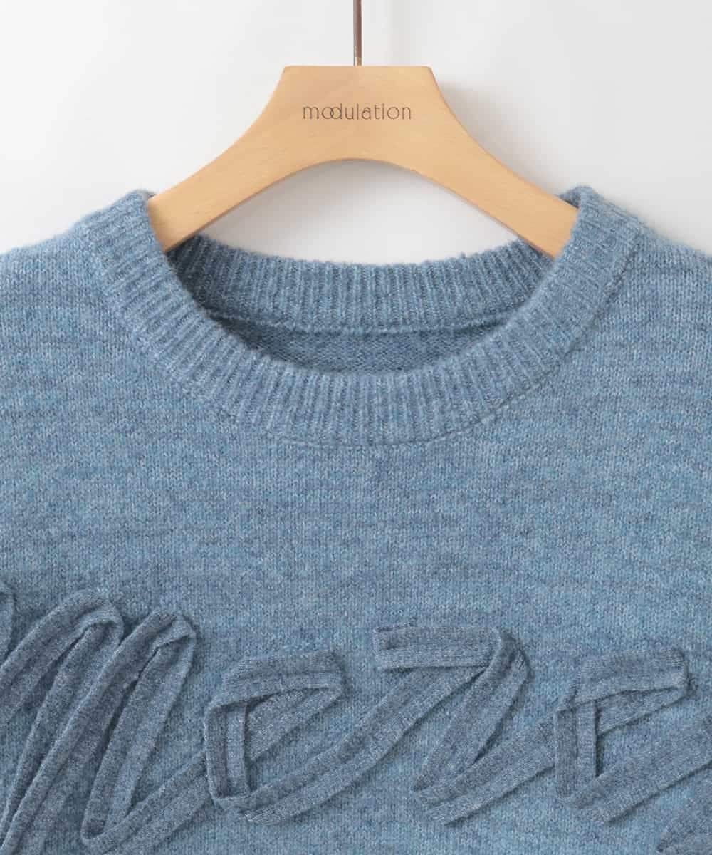 ZMFAE29139 al'aise modulation(アレーズモジュレーション) 【洗える】3Dエンブロイダリーロゴニット ブルー