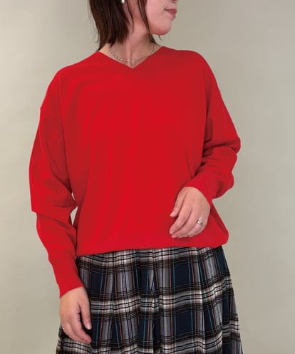 ZMFAE33079 al'aise modulation 【洗える】ミニマルVネックニットプルオーバー