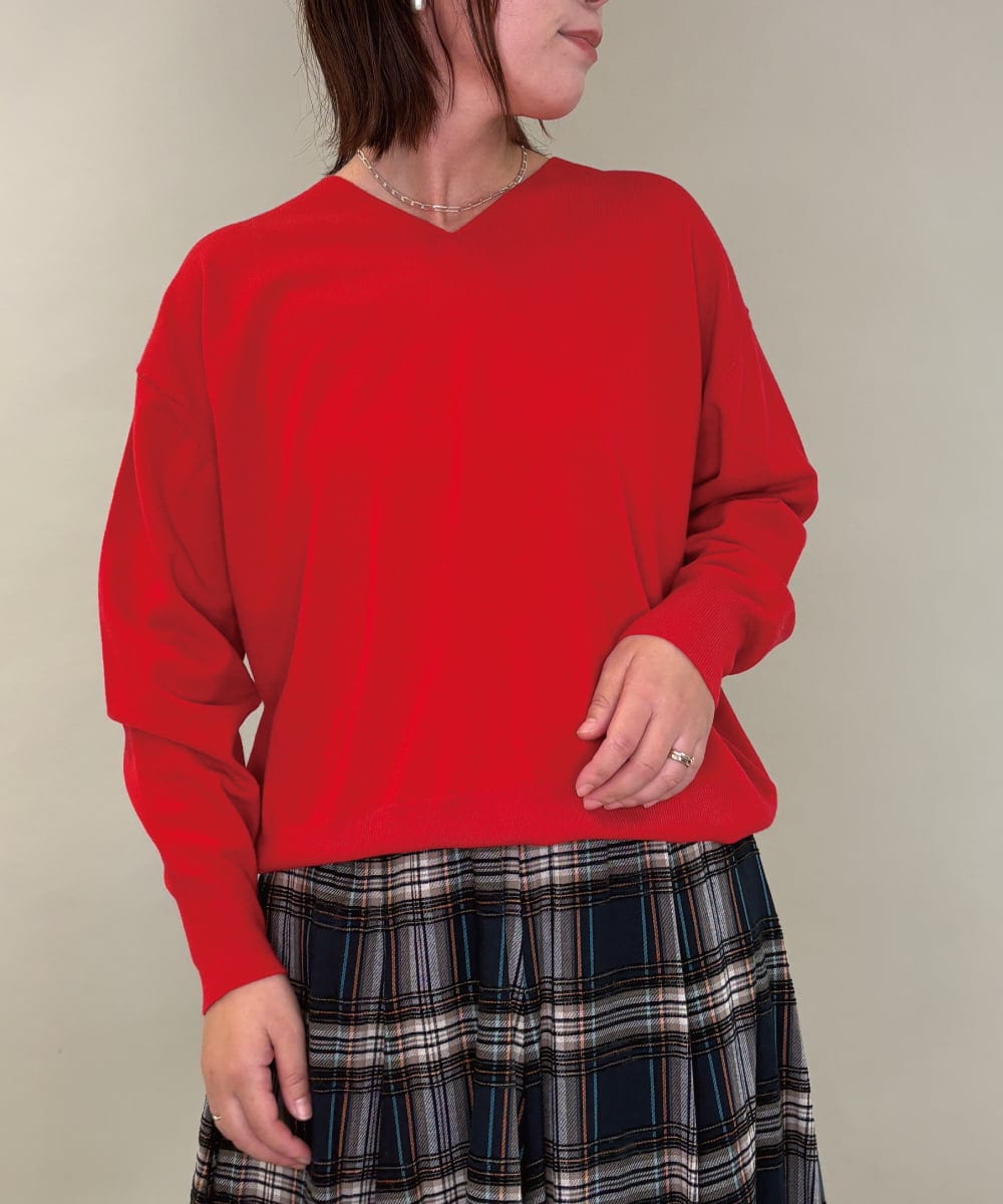 ZMFAE33079 al'aise modulation 【洗える】ミニマルVネックニットプルオーバー