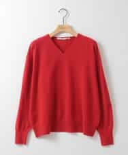 ZMFAE33079 al'aise modulation(アレーズモジュレーション) 【洗える】ミニマルVネックニットプルオーバー レッド