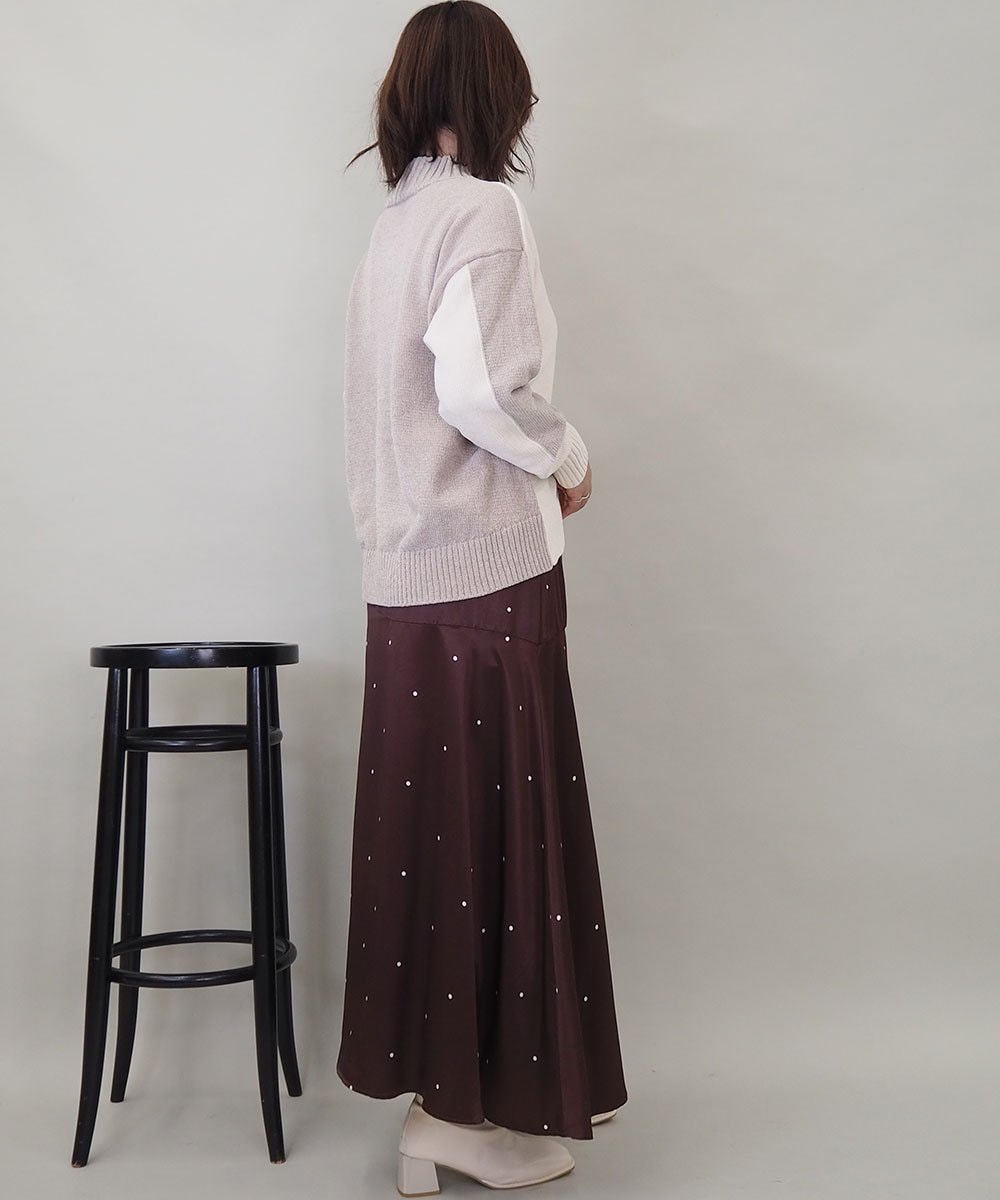 ZMFAE34089 al'aise modulation(アレーズモジュレーション) 【洗える】切り替えデザインモールニットプルオーバー アイボリー