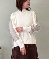 ZMFAE34089 al'aise modulation(アレーズモジュレーション) 【洗える】切り替えデザインモールニットプルオーバー アイボリー
