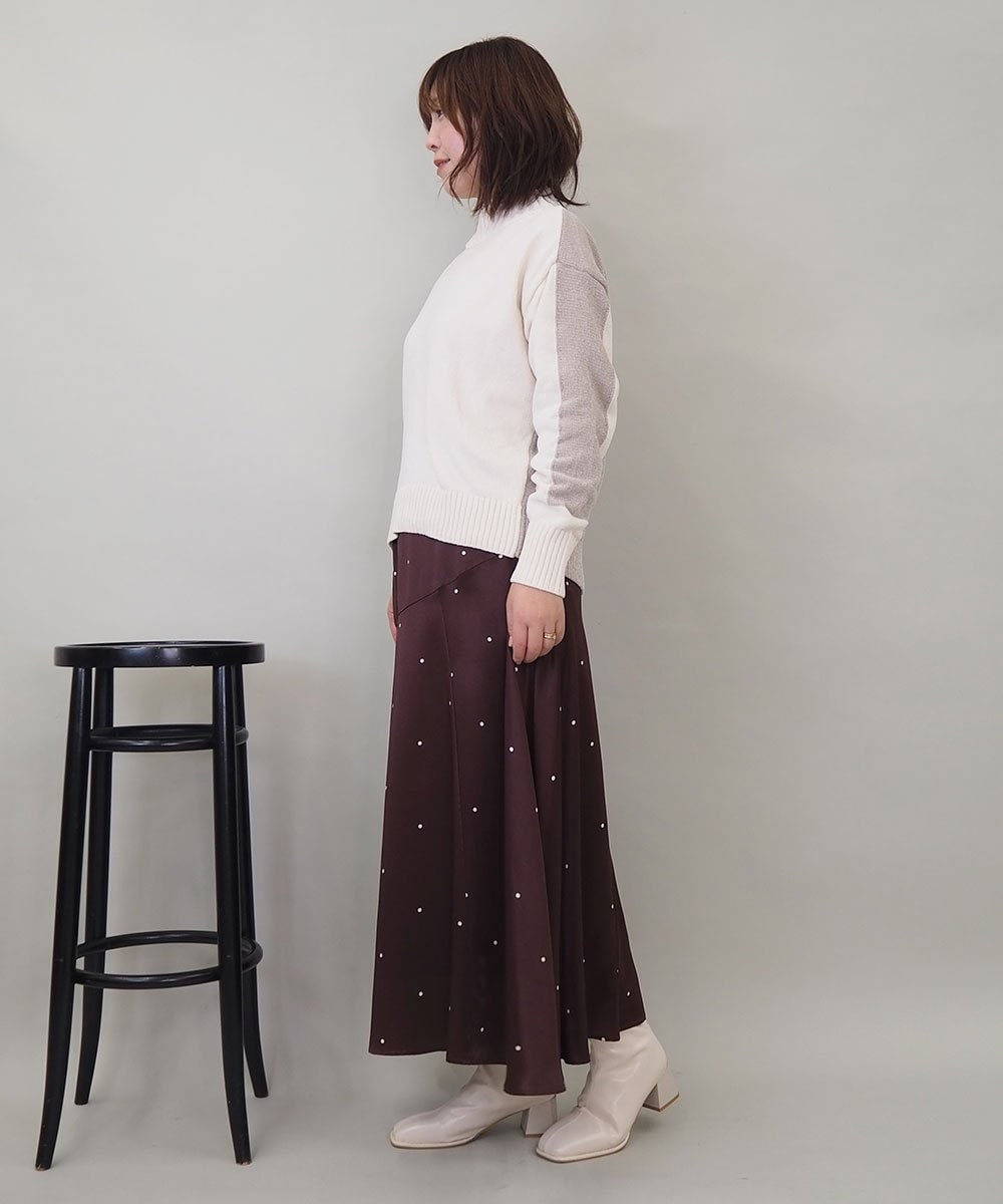 ZMFAE34089 al'aise modulation(アレーズモジュレーション) 【洗える】切り替えデザインモールニットプルオーバー アイボリー