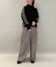 ZMFAE34089 al'aise modulation(アレーズモジュレーション) 【洗える】切り替えデザインモールニットプルオーバー ブラック