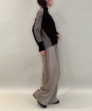 ZMFAE34089 al'aise modulation(アレーズモジュレーション) 【洗える】切り替えデザインモールニットプルオーバー ブラック