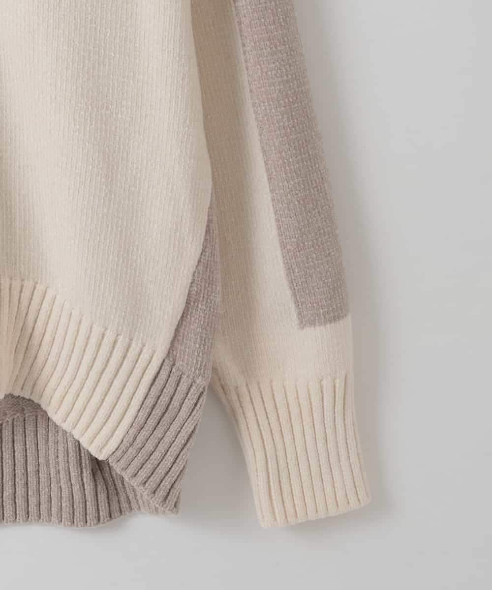 ZMFAE34089 al'aise modulation(アレーズモジュレーション) 【洗える】切り替えデザインモールニットプルオーバー アイボリー