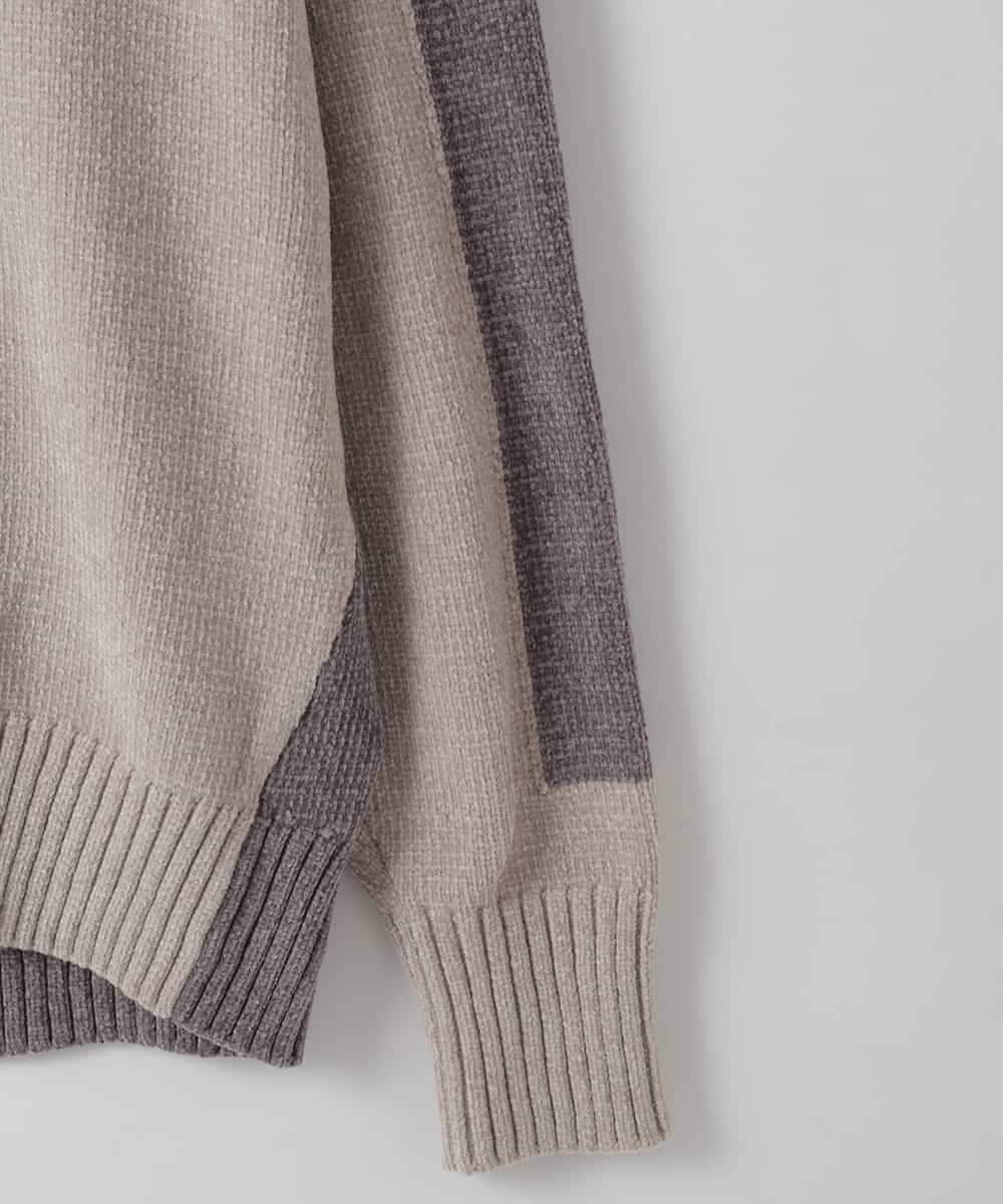 ZMFAE34089 al'aise modulation(アレーズモジュレーション) 【洗える】切り替えデザインモールニットプルオーバー ベージュ