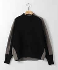 ZMFAE34089 al'aise modulation(アレーズモジュレーション) 【洗える】切り替えデザインモールニットプルオーバー ブラック