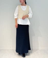 ZMFAE36150 al'aise modulation(アレーズモジュレーション) 【セットアイテム/洗える】デザインブラウス×フリンジヤーンニットベスト アイボリー