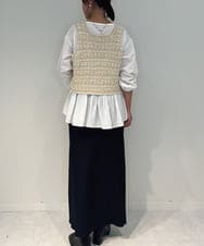 ZMFAE36150 al'aise modulation(アレーズモジュレーション) 【セットアイテム/洗える】デザインブラウス×フリンジヤーンニットベスト アイボリー