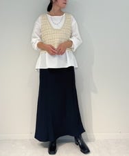 ZMFAE36150 al'aise modulation(アレーズモジュレーション) 【セットアイテム/洗える】デザインブラウス×フリンジヤーンニットベスト アイボリー